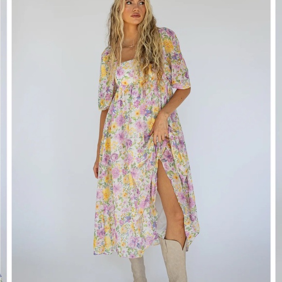 Storia Floral Maxi Dress in Pastel Hues Romantic Feminine Size Small Mama Mia - Picture 1 of 12